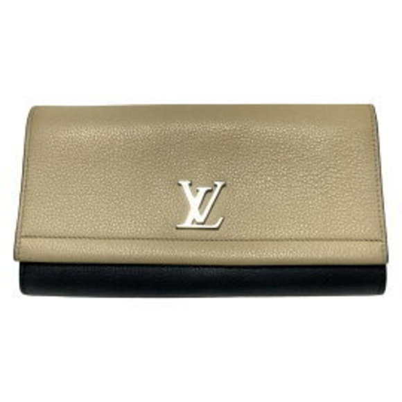 Louis Vuitton Wallet Portefeuille II Vanille Lockme Leather Long Black Noir - Picture 1 of 5
